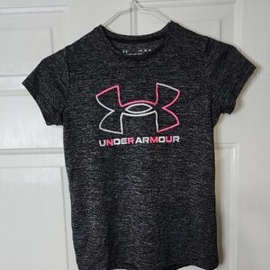 Under Armour Kids' Charcoal Tee - Pink and white logo
